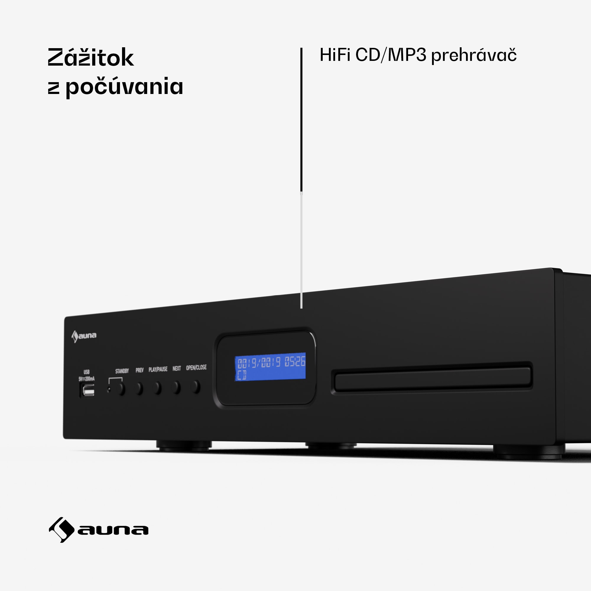 Auna Art22 CD/MP3 prehrávač, HiFi prehrávač, CD, CD-R/RW, CD-MP3, Displej, Diaľkové ovládanie