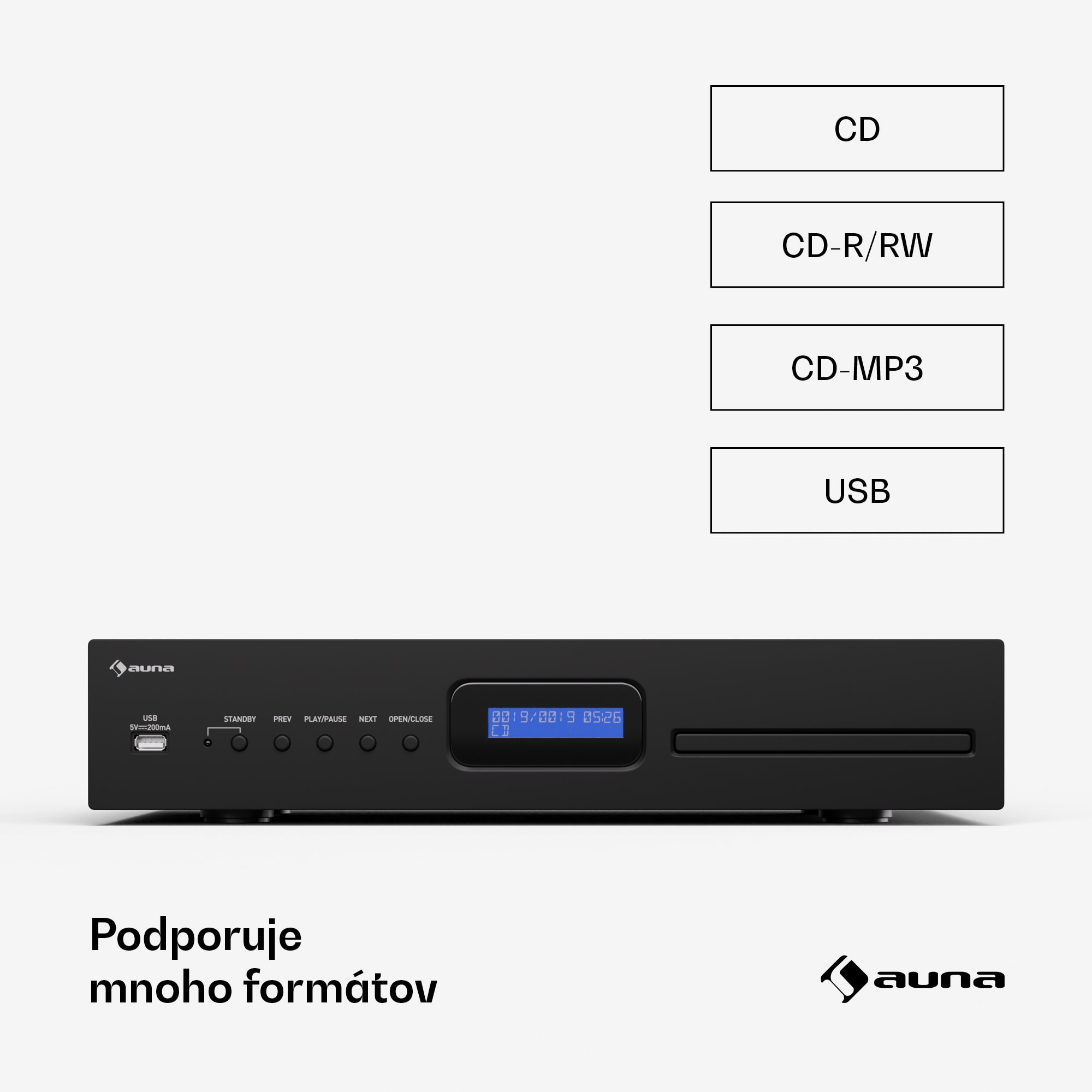 Auna Art22 CD/MP3 prehrávač, HiFi prehrávač, CD, CD-R/RW, CD-MP3, Displej, Diaľkové ovládanie – Obrázok 2