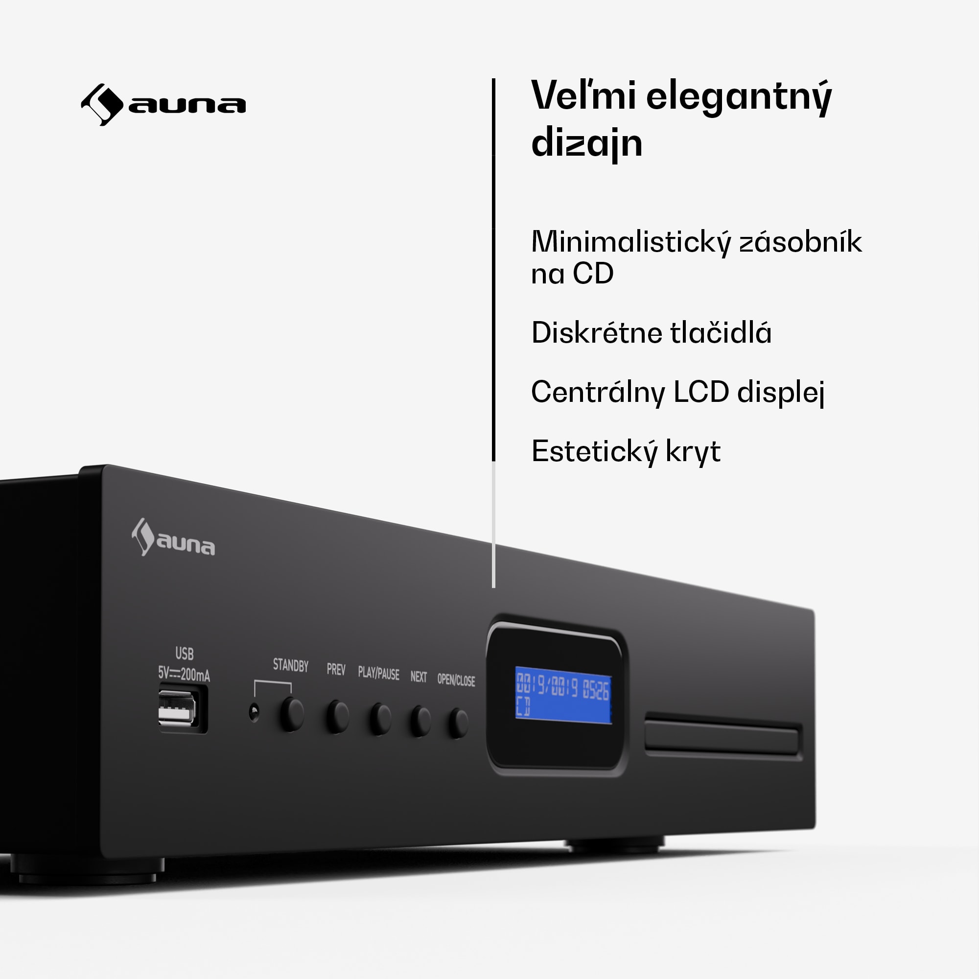 Auna Art22 CD/MP3 prehrávač, HiFi prehrávač, CD, CD-R/RW, CD-MP3, Displej, Diaľkové ovládanie – Obrázok 5