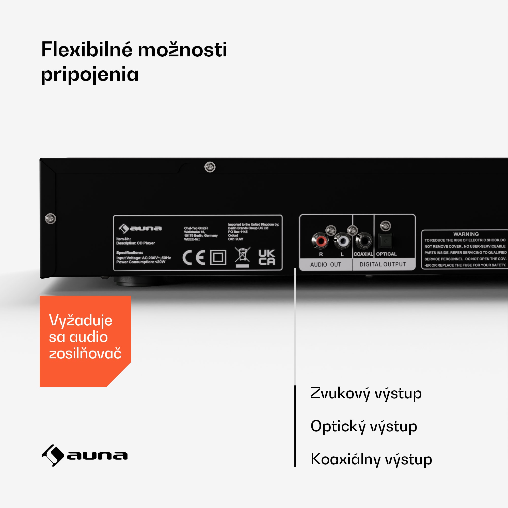 Auna Art22 CD/MP3 prehrávač, HiFi prehrávač, CD, CD-R/RW, CD-MP3, Displej, Diaľkové ovládanie – Obrázok 4