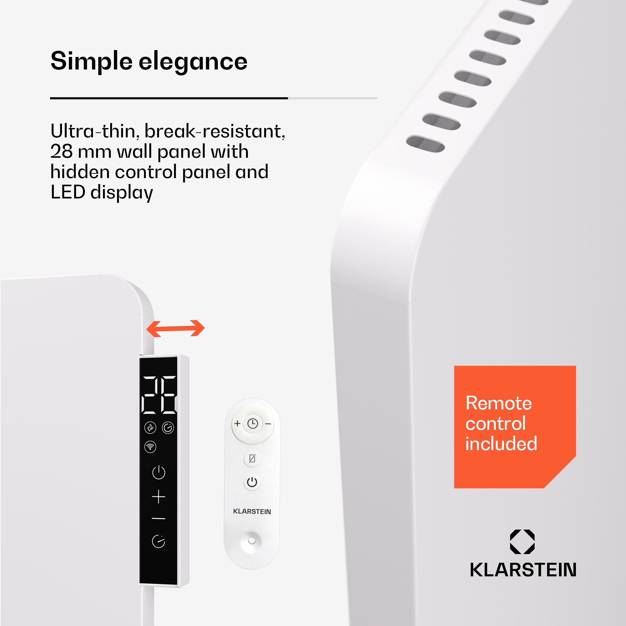 Klarstein Wonderbeam 650 Hybride Infračervený ohrievač 60 x 84 cm 650 W Týždenný časovač Diaľkové ovládanie – Obrázok 2