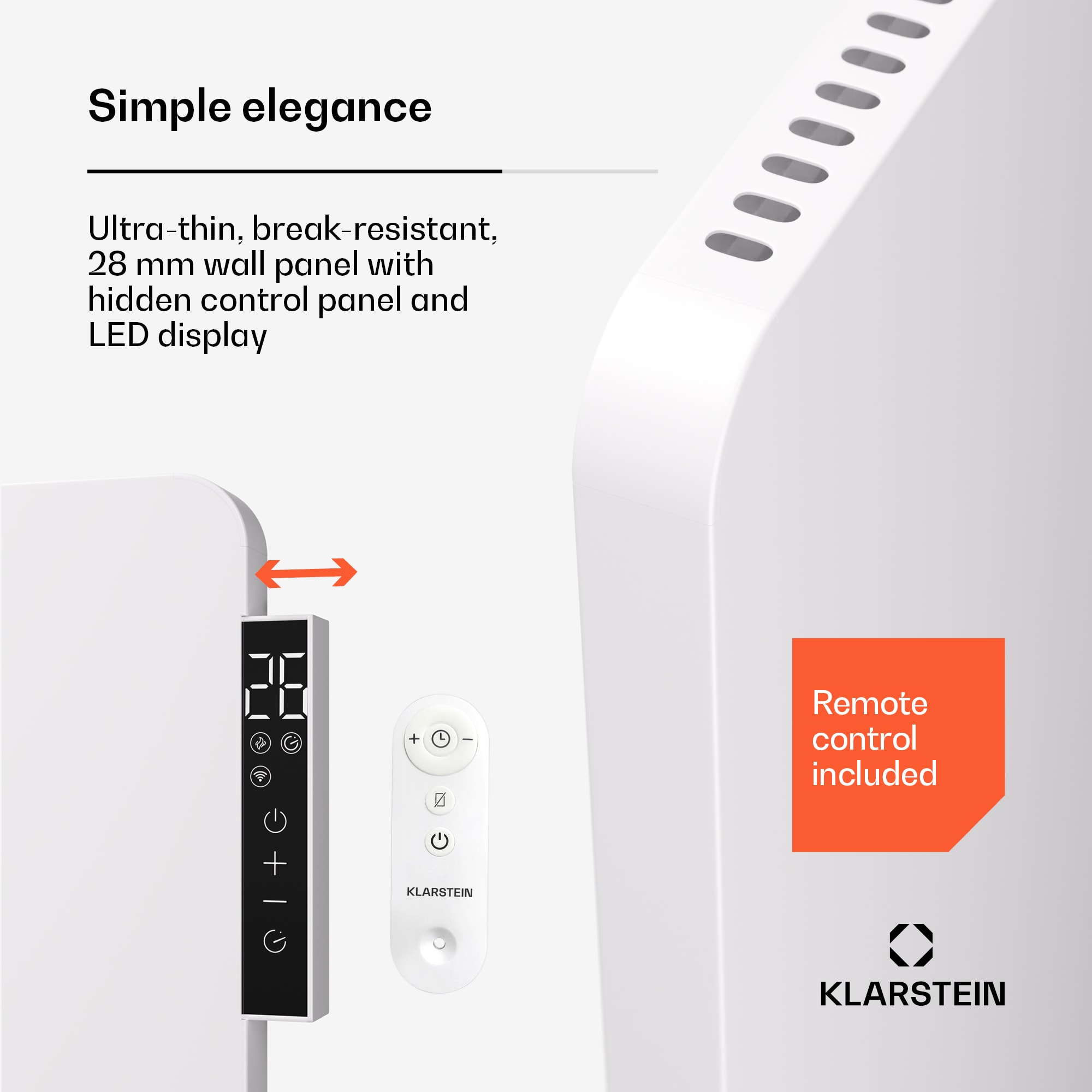 Klarstein Wonderbeam 900 Hybride Infračervený ohrievač 108 x 60 cm 900 W Týždenný časovač Diaľkové ovládanie – Obrázok 2