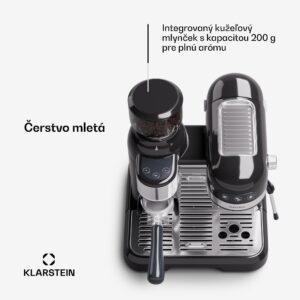 Klarstein Bella Café, espresso kávovar, vrátane mlynčeka, 1550 W, 20 bar, 1,4 litra