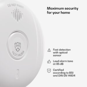SHD by oneConcept, detektor dymu DOF Pro10, plastový, varovný signál: 85 dB, životnosť batérie 10 rokov