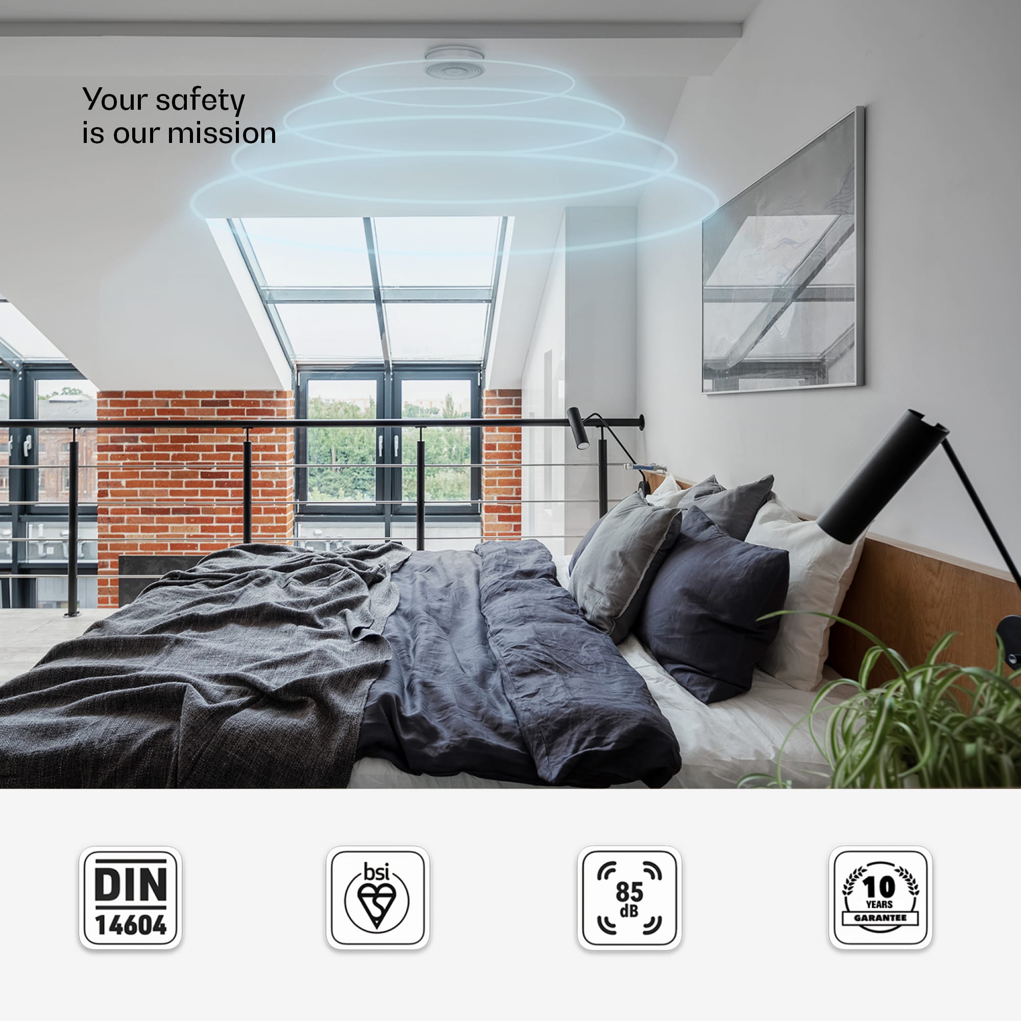 SHD by oneConcept, detektor dymu DOF Pro10, plastový, varovný signál: 85 dB, životnosť batérie 10 rokov – Obrázok 5