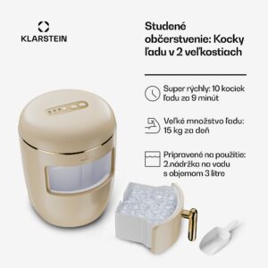 Klarstein Passau, výrobník ľadu, 2 veľkosti, 15 kg/24 h, Auto-Clean