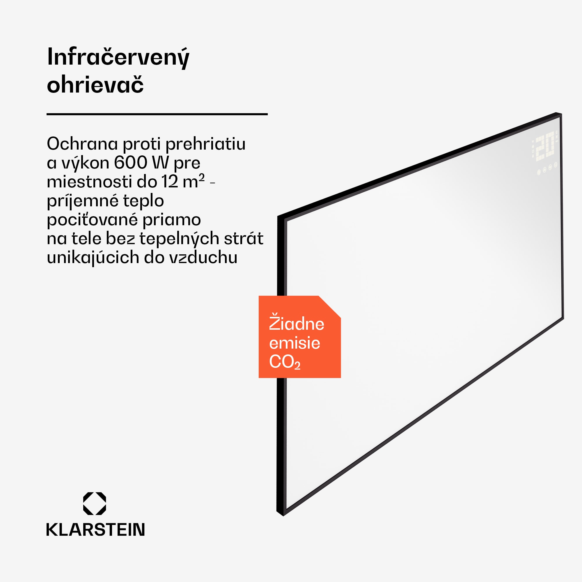 Klarstein Wonderwall Smart Bornholm, Infražiarič, 100 x 60 cm, 600 W, aplikácia – Obrázok 2