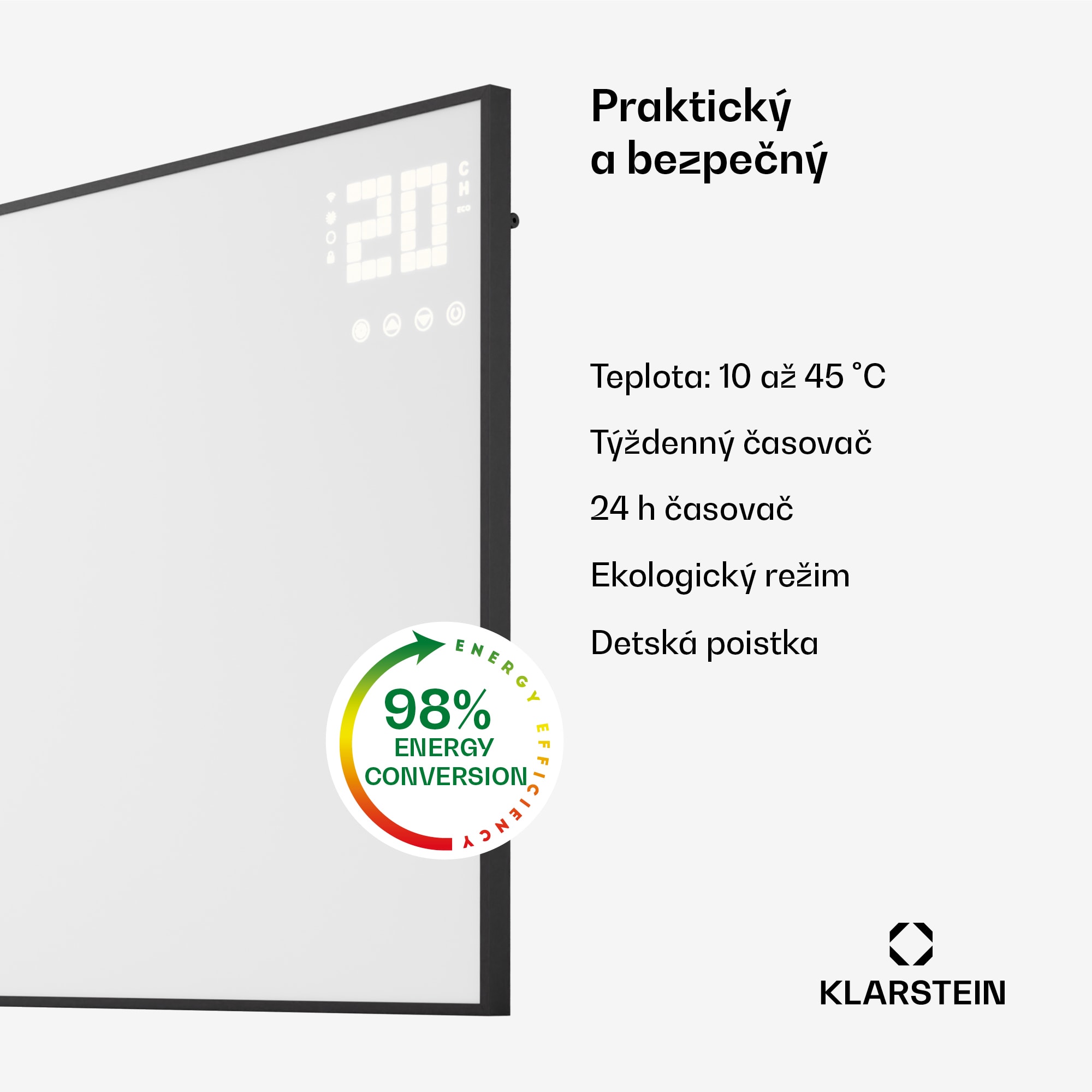 Klarstein Wonderwall Smart Bornholm, infražiarič, 120 x 60 cm, 770 W, aplikácia – Obrázok 4