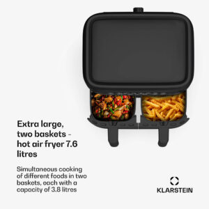 Klarstein VitaFry Duo Skylight, teplovzdušná fritéza, 2850 W, 7,6 l, 2 varné zóny, 6 programov