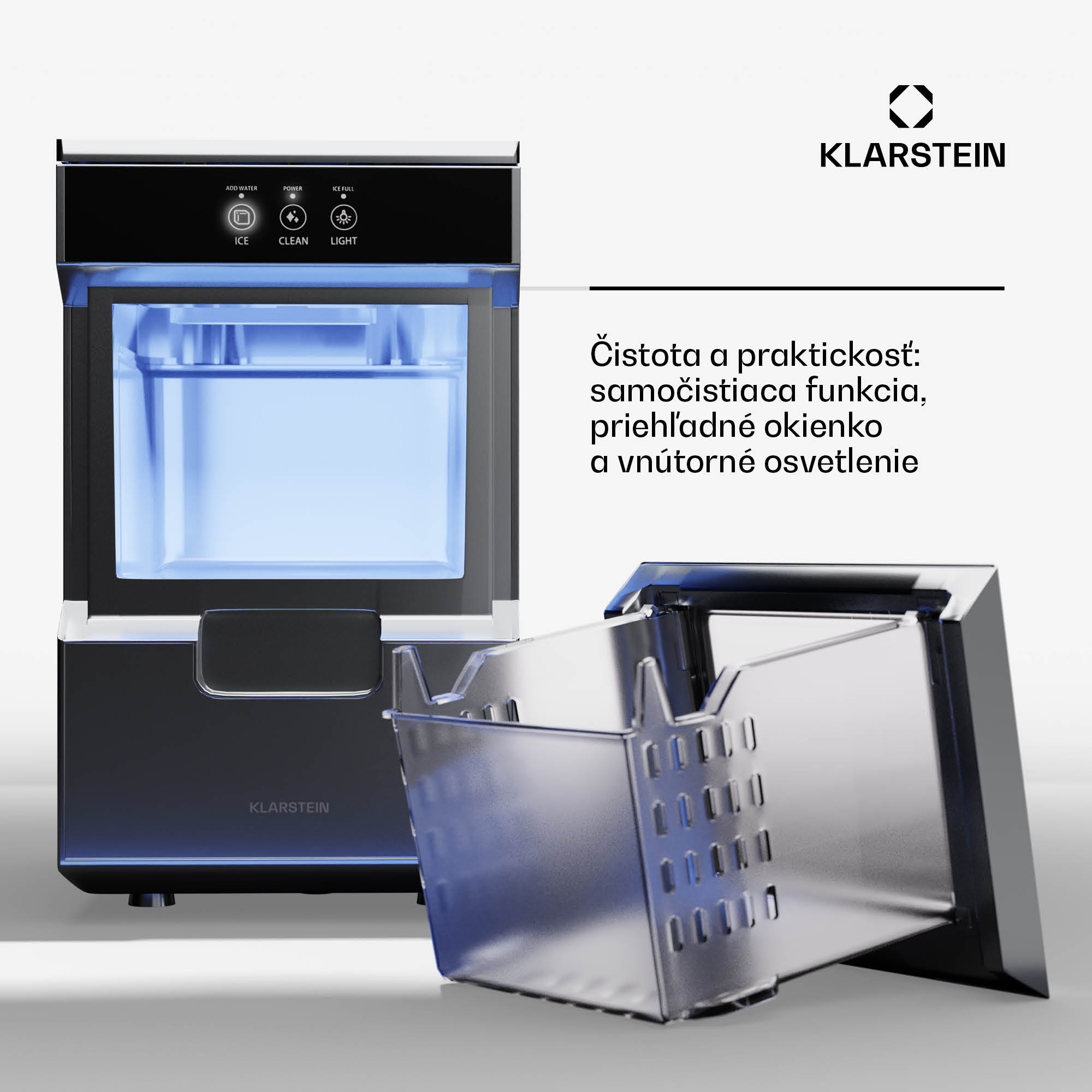 Klarstein Ice Galet, výrobník ľadových nugetiek, 20 kg/24 h, Auto-Clean, 2,2-litrová nádrž na vodu – Obrázok 4