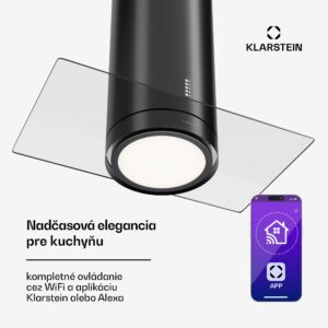 Klarstein Beretta Premium Smart, ostrovčekový digestor, 544 m³/h, aplikácia, odsávanie/recirkulácia vzduchu, LED, filter s aktívnym uhlím