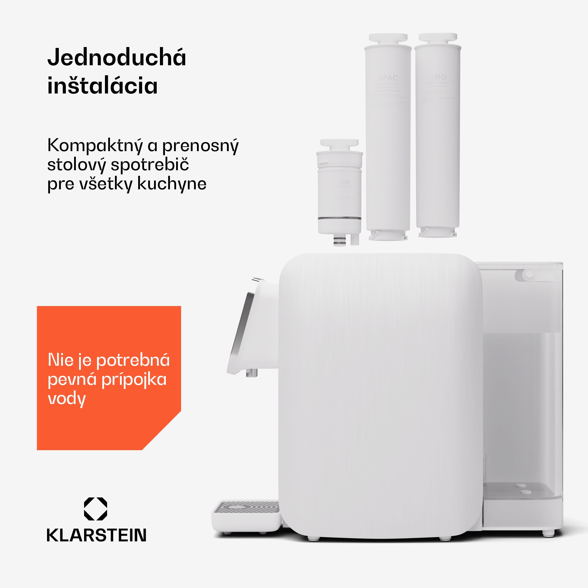 Klarstein AquaLine 3L, čistička vody, 5-stupňová filtrácia, objem 3 l, 6 teplôt vody, biela – Obrázok 2