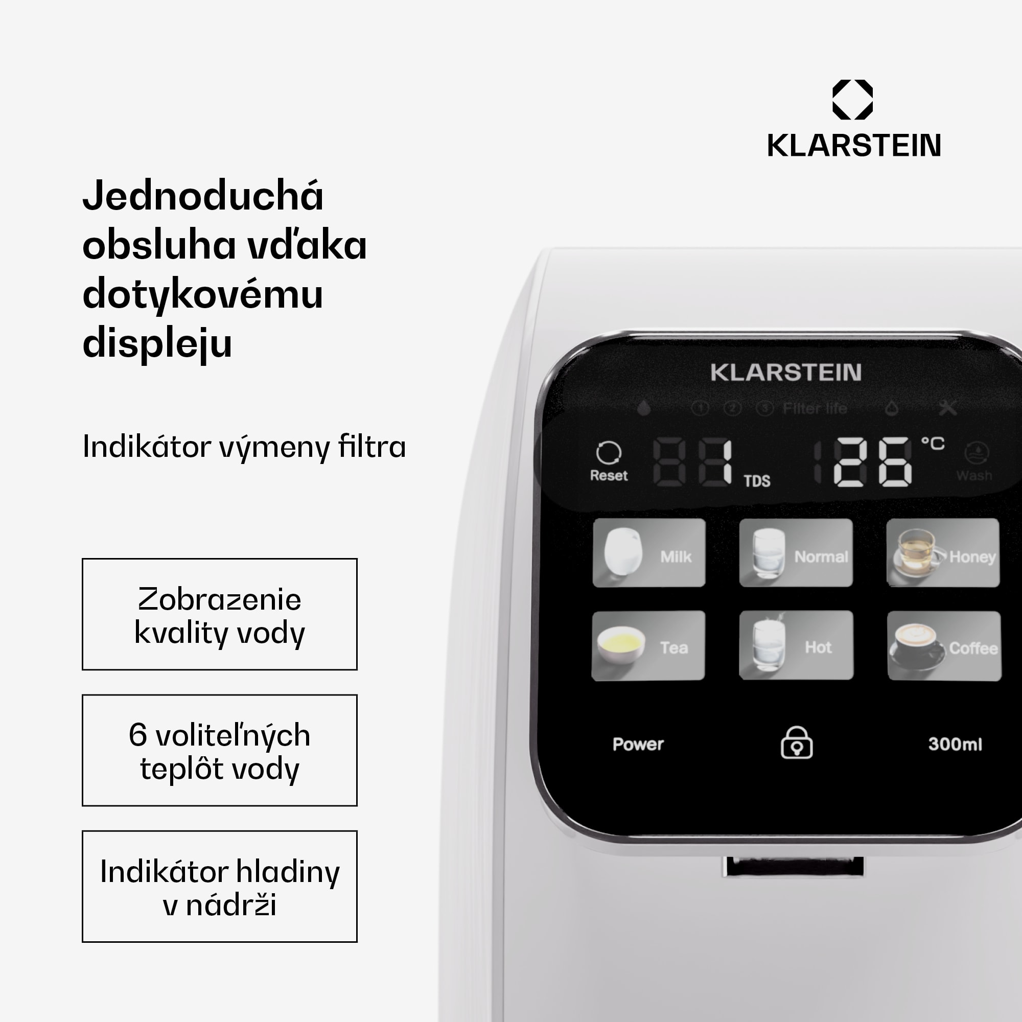 Klarstein AquaLine 3L, čistička vody, 5-stupňová filtrácia, objem 3 l, 6 teplôt vody, biela – Obrázok 5