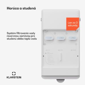 Klarstein AquaFina 6L, čistička vody, 5-stupňová filtrácia, objem 6 l, HD dotykový displej, 6 teplôt vody, biela