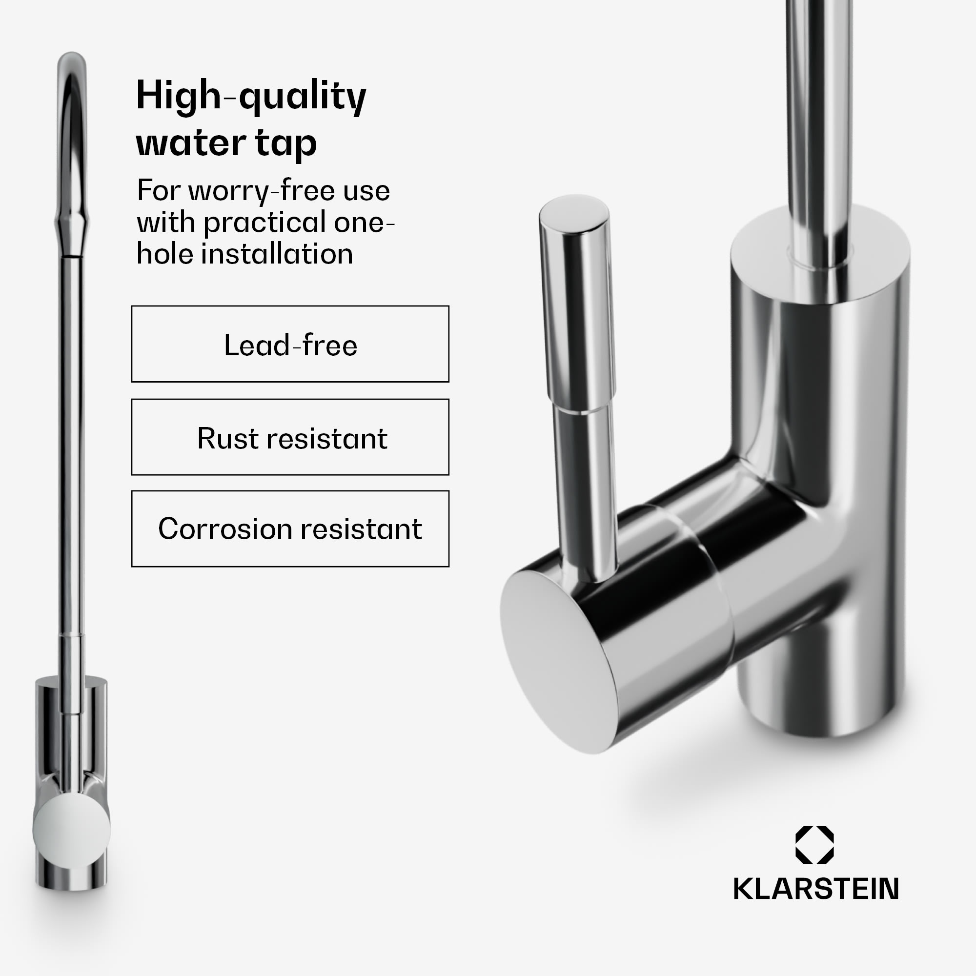 Klarstein PureLine vodovodný kohútik / náhradný / príslušenstvo, chrómovaný, s jedným otvorom