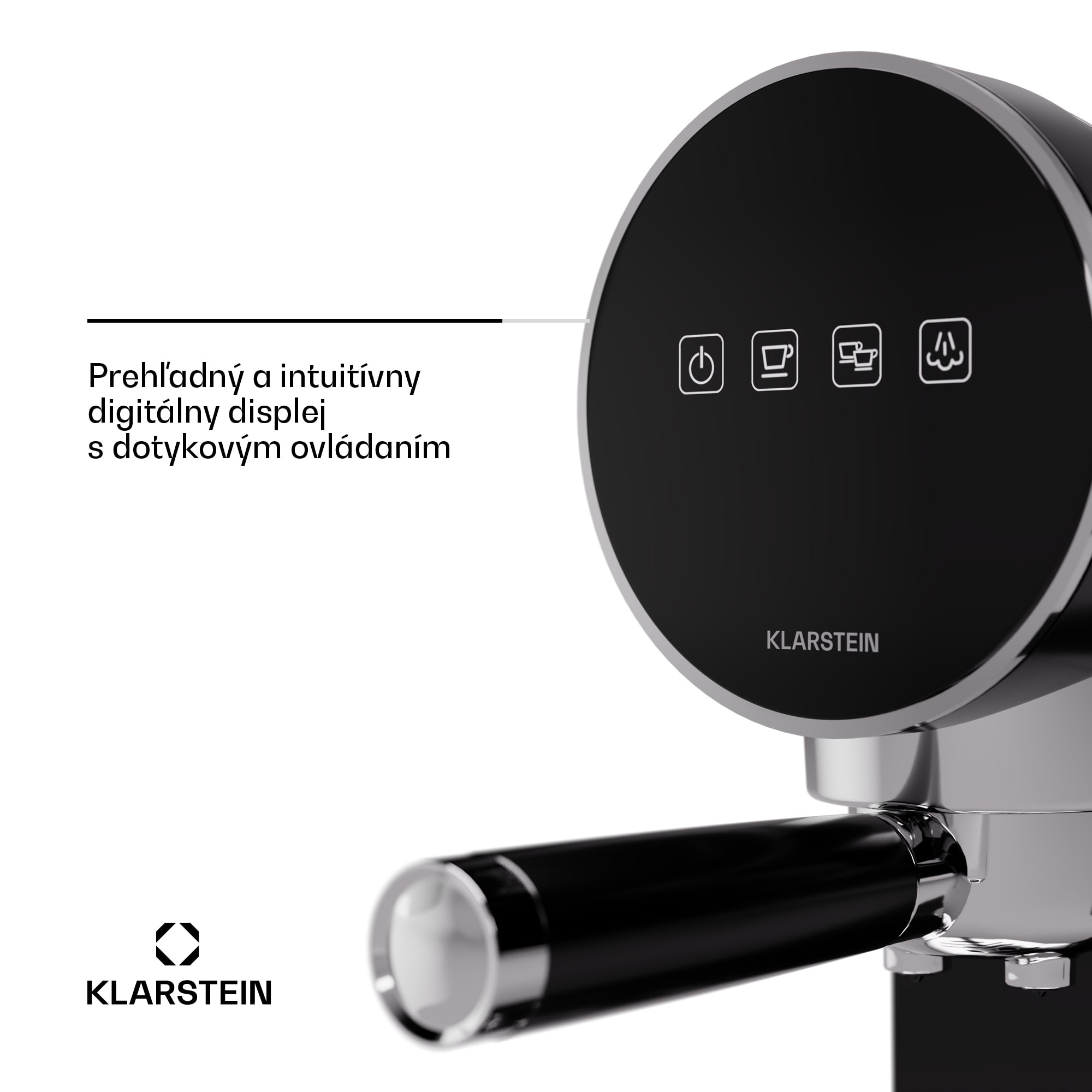 Klarstein Furore, pákový kávovar, 1380 W, 20 bar, digitálny displej, 2 šálky, kompaktný, nehrdzavejúca oceľ