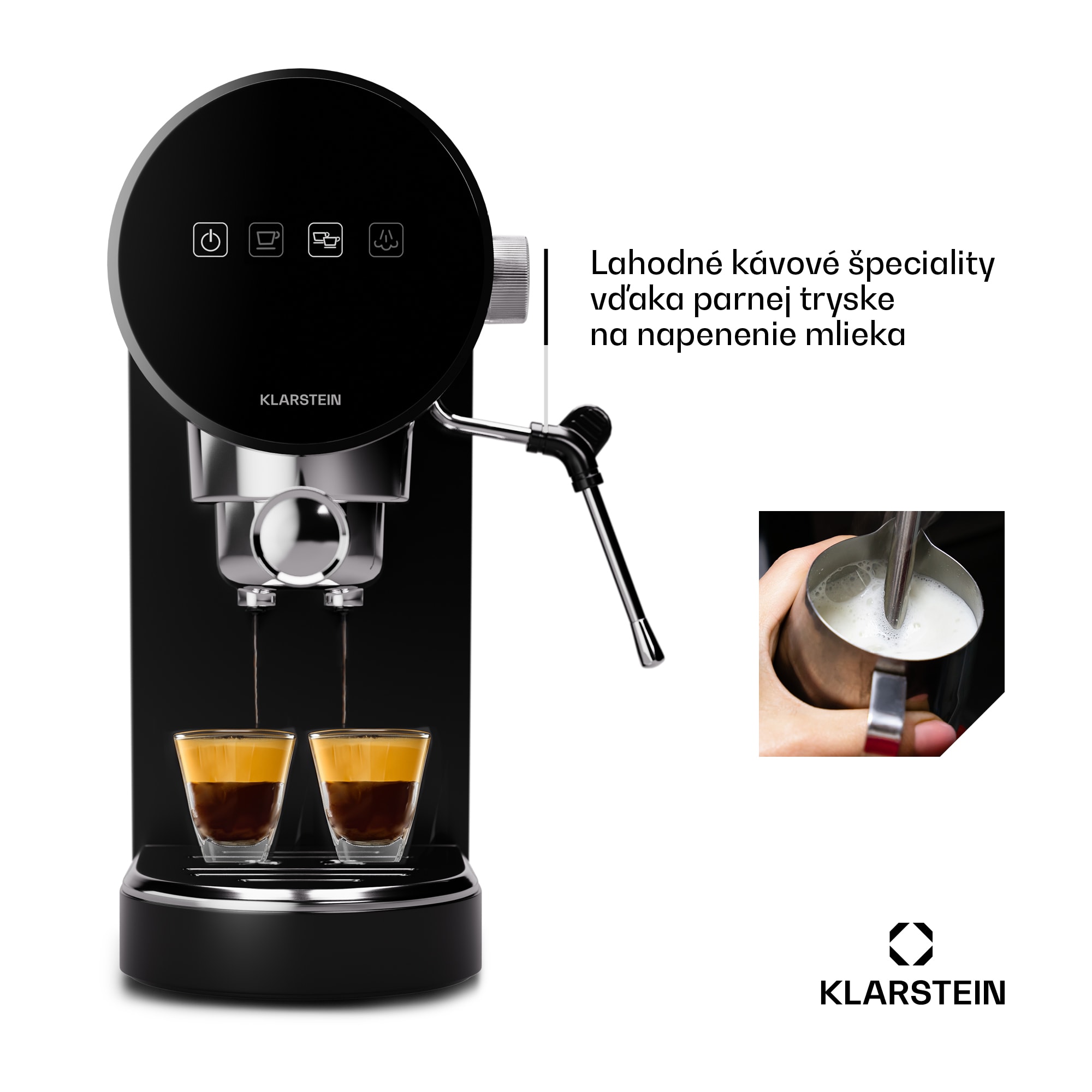 Klarstein Furore, pákový kávovar, 1380 W, 20 bar, digitálny displej, 2 šálky, kompaktný, nehrdzavejúca oceľ – Obrázok 2