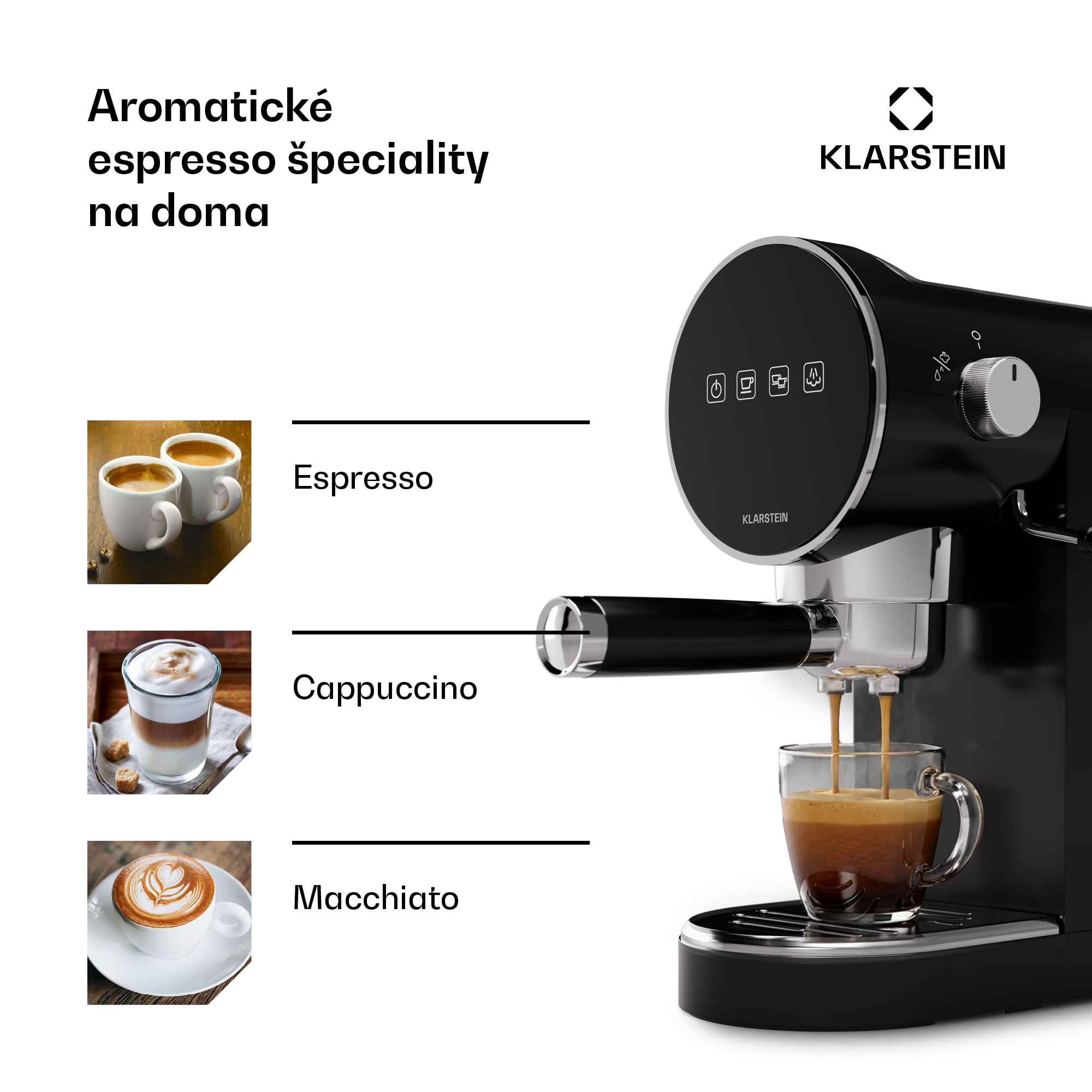 Klarstein Furore, pákový kávovar, 1380 W, 20 bar, digitálny displej, 2 šálky, kompaktný, nehrdzavejúca oceľ – Obrázok 3