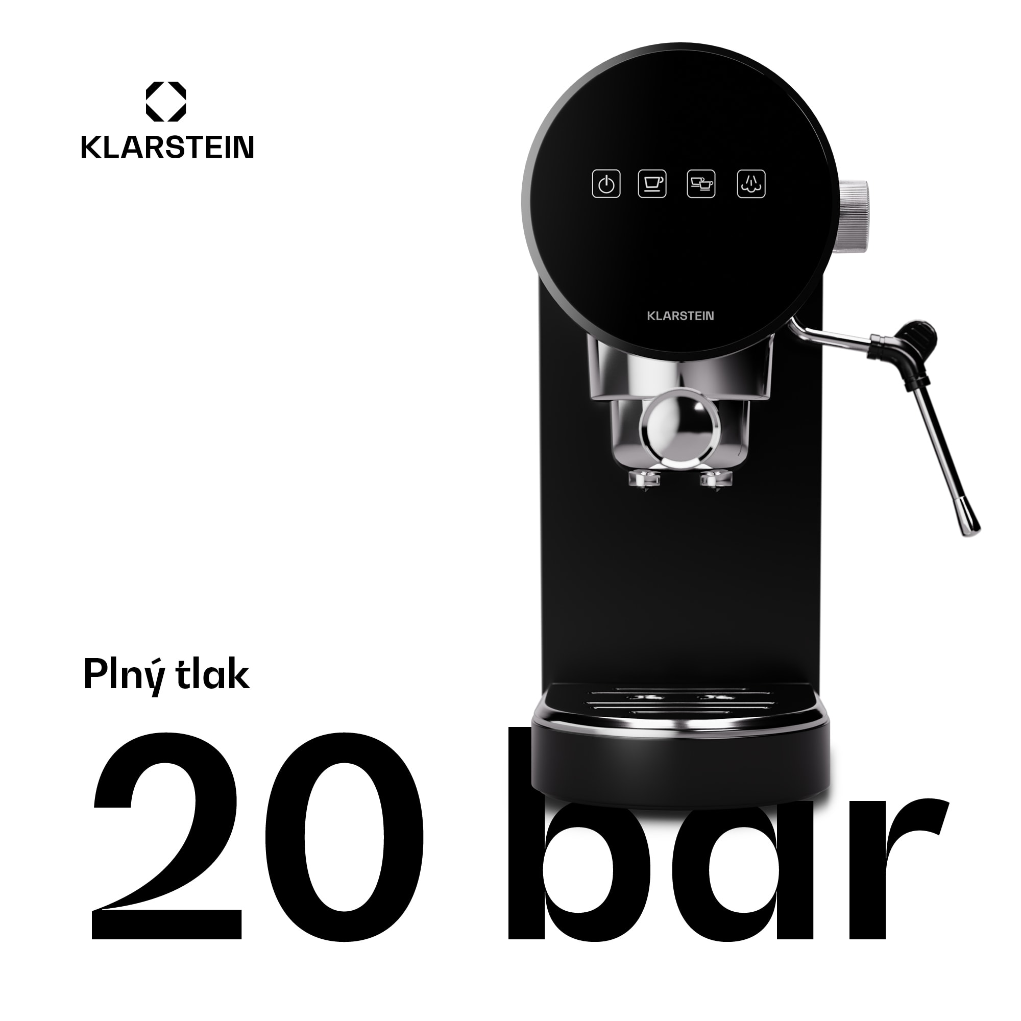 Klarstein Furore, pákový kávovar, 1380 W, 20 bar, digitálny displej, 2 šálky, kompaktný, nehrdzavejúca oceľ – Obrázok 4