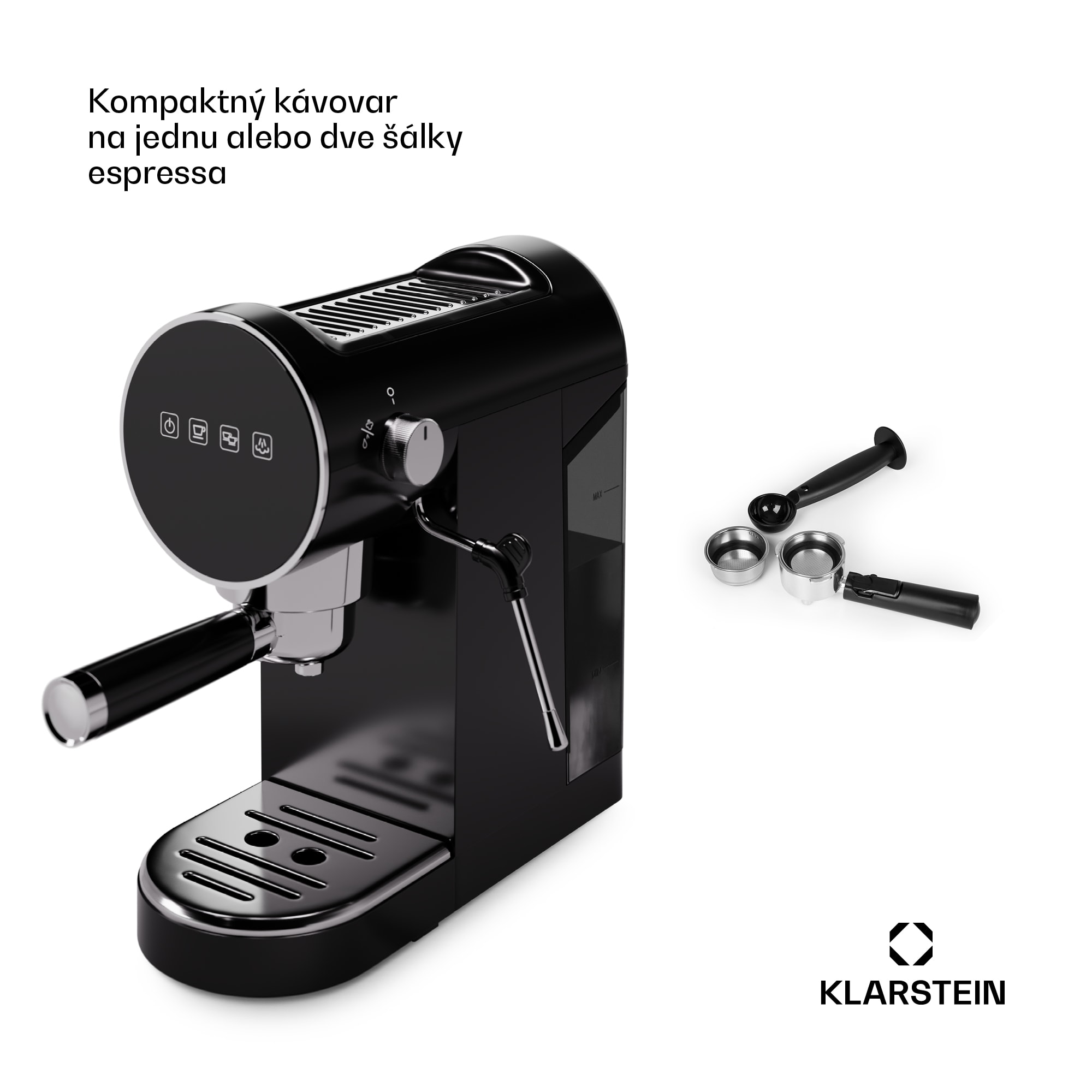 Klarstein Furore, pákový kávovar, 1380 W, 20 bar, digitálny displej, 2 šálky, kompaktný, nehrdzavejúca oceľ – Obrázok 5