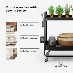 Klarstein Chibi, servírovací vozík, 2 police, kovový, koše, háčiky, mobilný