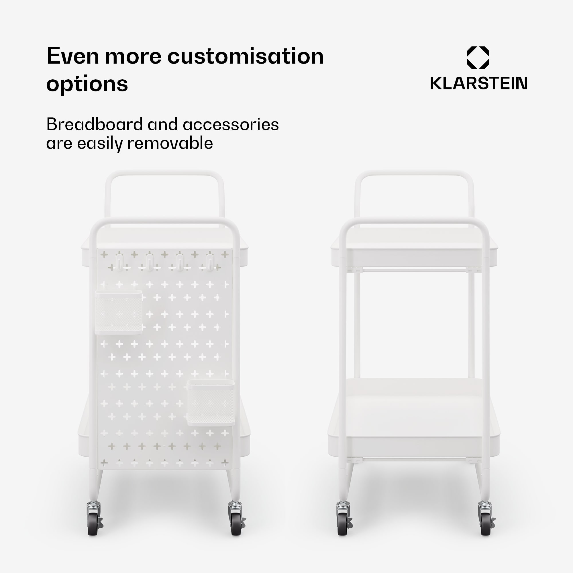 Klarstein Chibi , servírovací vozík, 2 police, kovový, koše, háčiky, mobilný – Obrázok 3