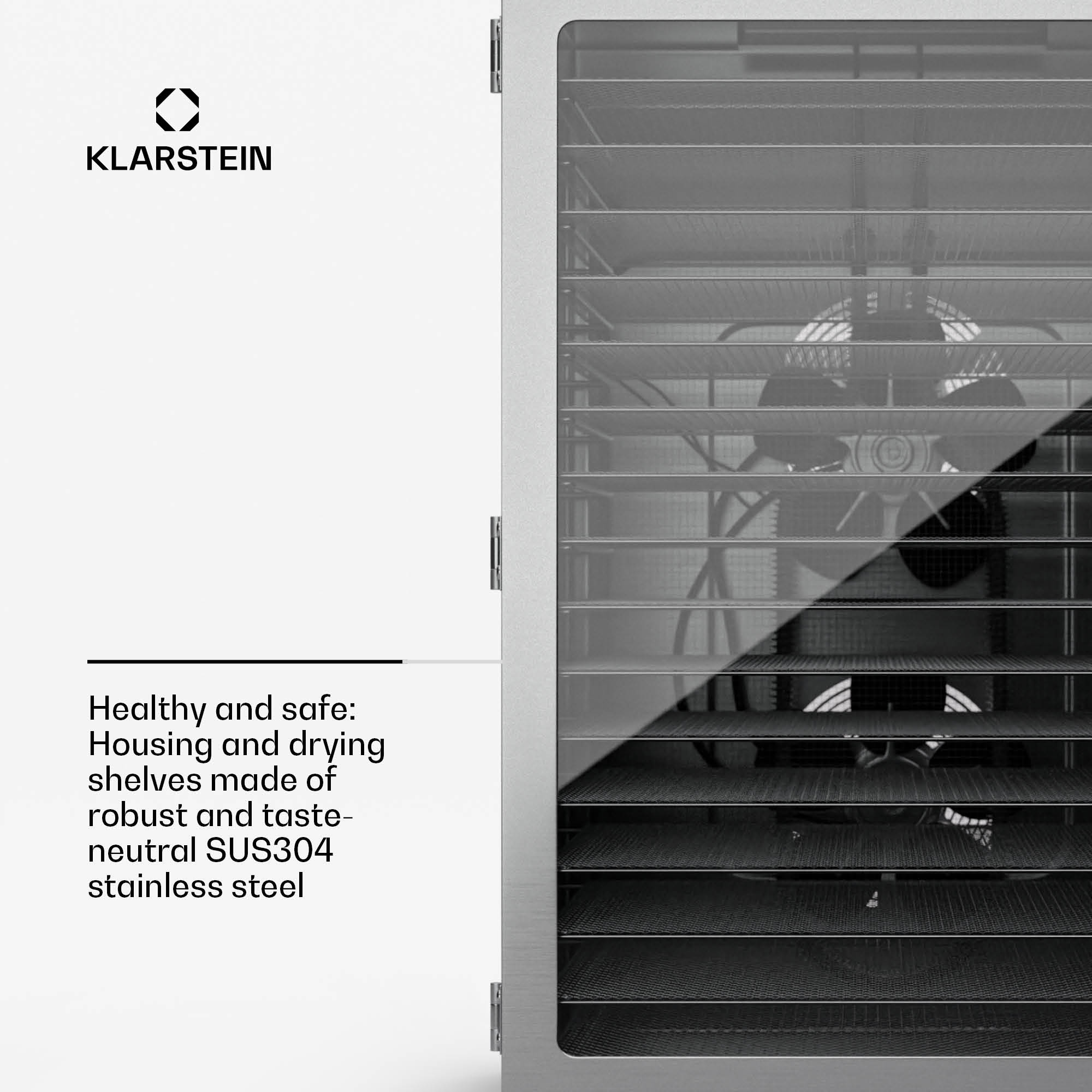 Klarstein Captain Jerky 160, sušička potravín, 1500 W, 30-90 °C, 24-hod. časovač, nehrdzavejúca oceľ – Obrázok 3