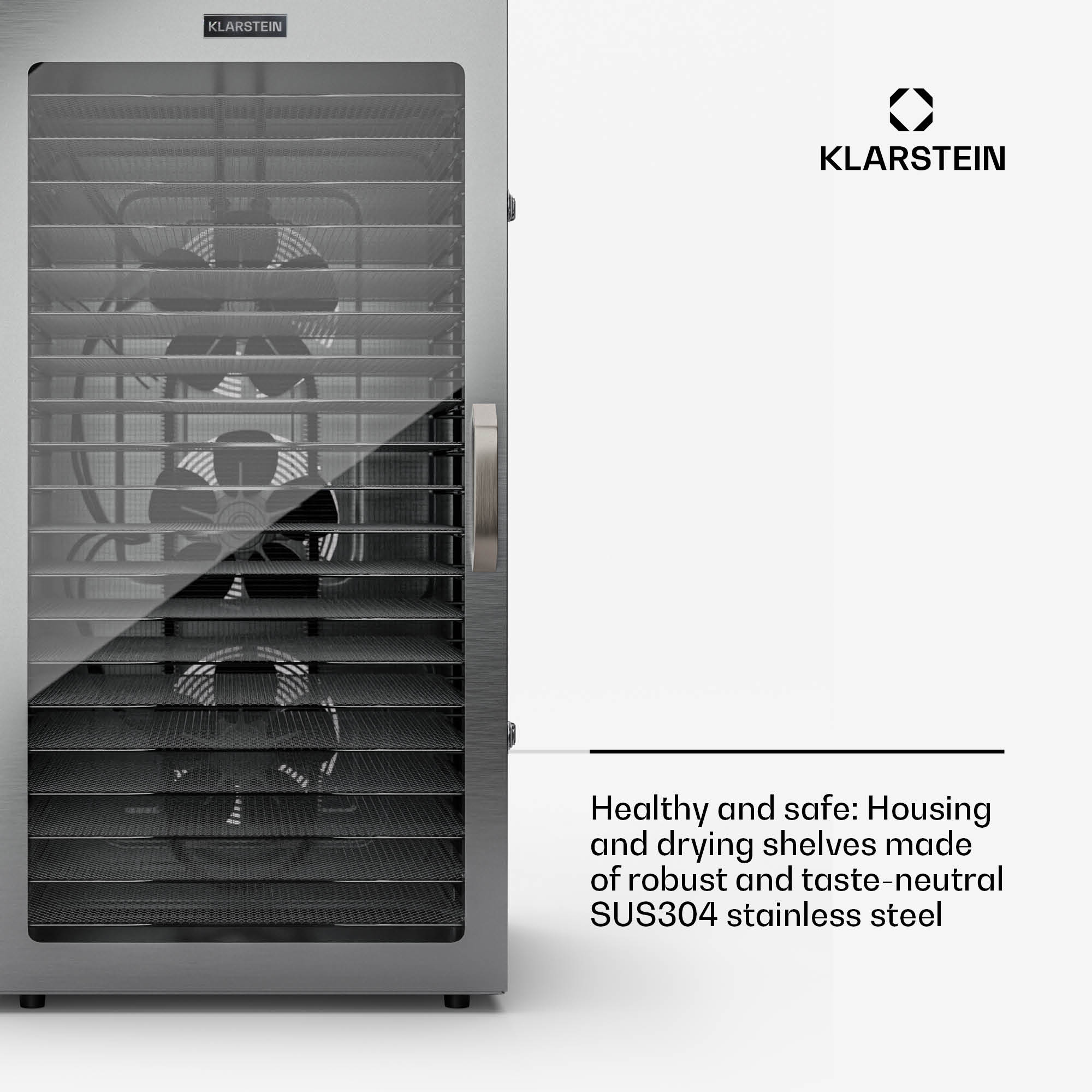 Klarstein Captain Jerky 200, sušička potravín, 2000 W, 30-90 °C, 24-hod. časovač, nehrdzavejúca oceľ – Obrázok 3