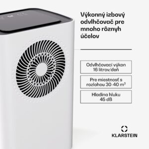 Klarstein CircleDry Smart 16 L odvlhčovač vzduchu, 16 L/deň, 290 W, 30-40 m², WiFi, časovač, filter