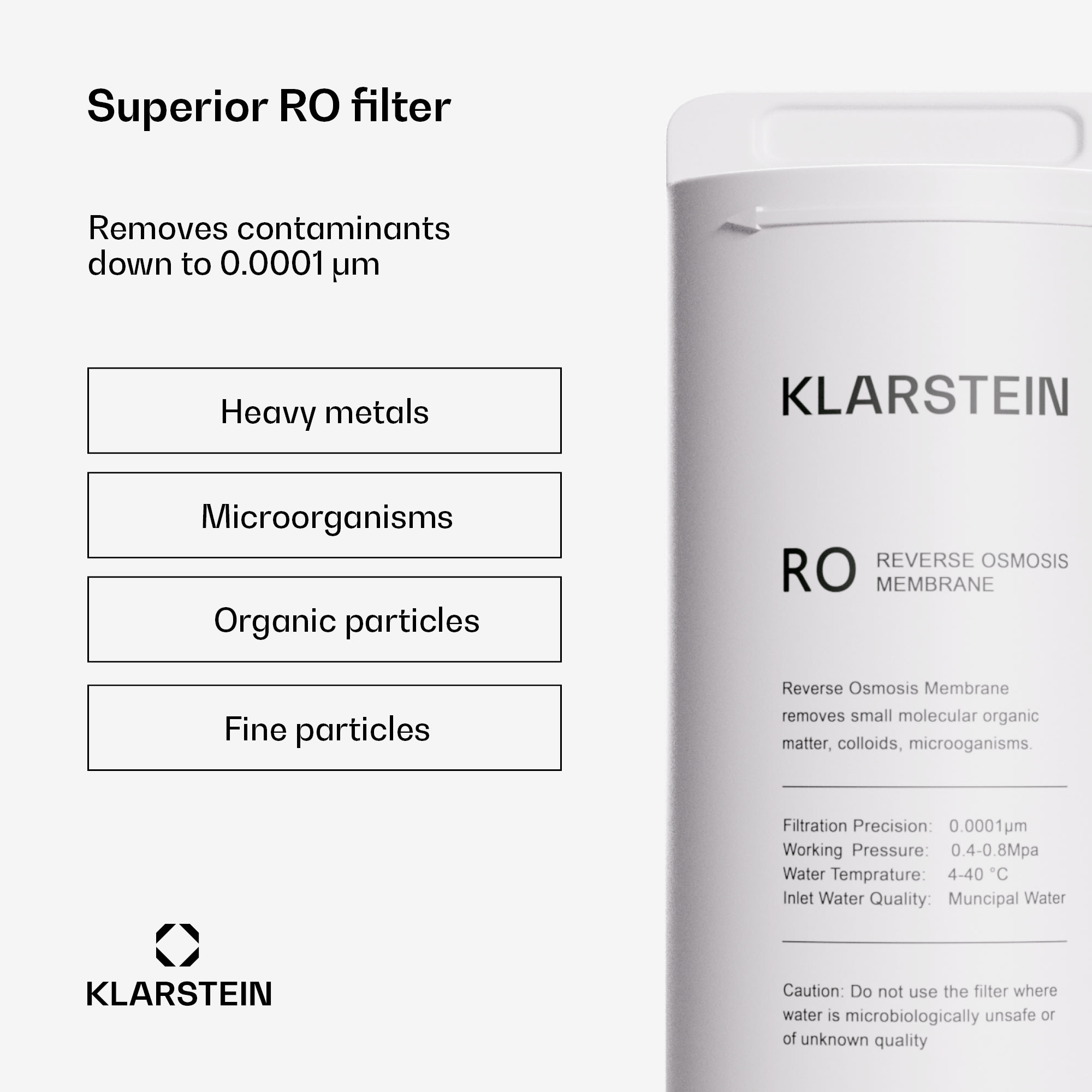 Klarstein PureFina 400 RO filter, náhradný / príslušenstvo, reverzná osmóza, 400 GPD / 1500 L/d