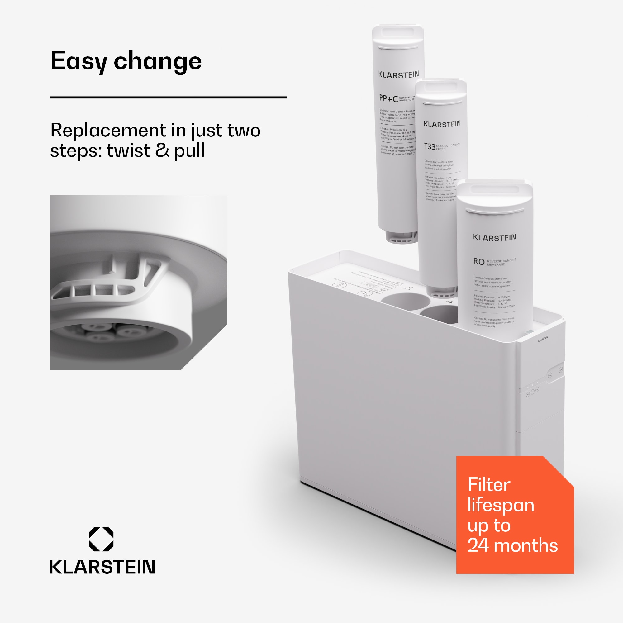 Klarstein PureFina 400 RO filter, náhradný / príslušenstvo, reverzná osmóza, 400 GPD / 1500 L/d – Obrázok 2