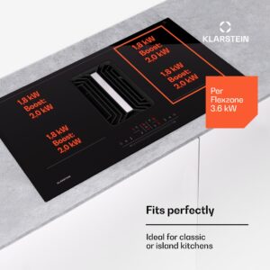 Klarstein AirJet 83, Down Air System, indukčný sporák + DownAir-digestor, 754 m³/h, A