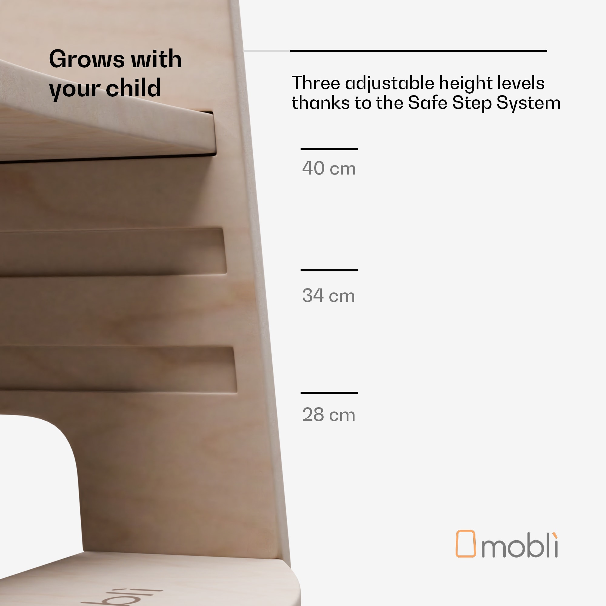 Mobli Ully Montessori, učebná veža, MDF, 40,5 x 86 x 38 cm, výškovo nastaviteľná – Obrázok 2