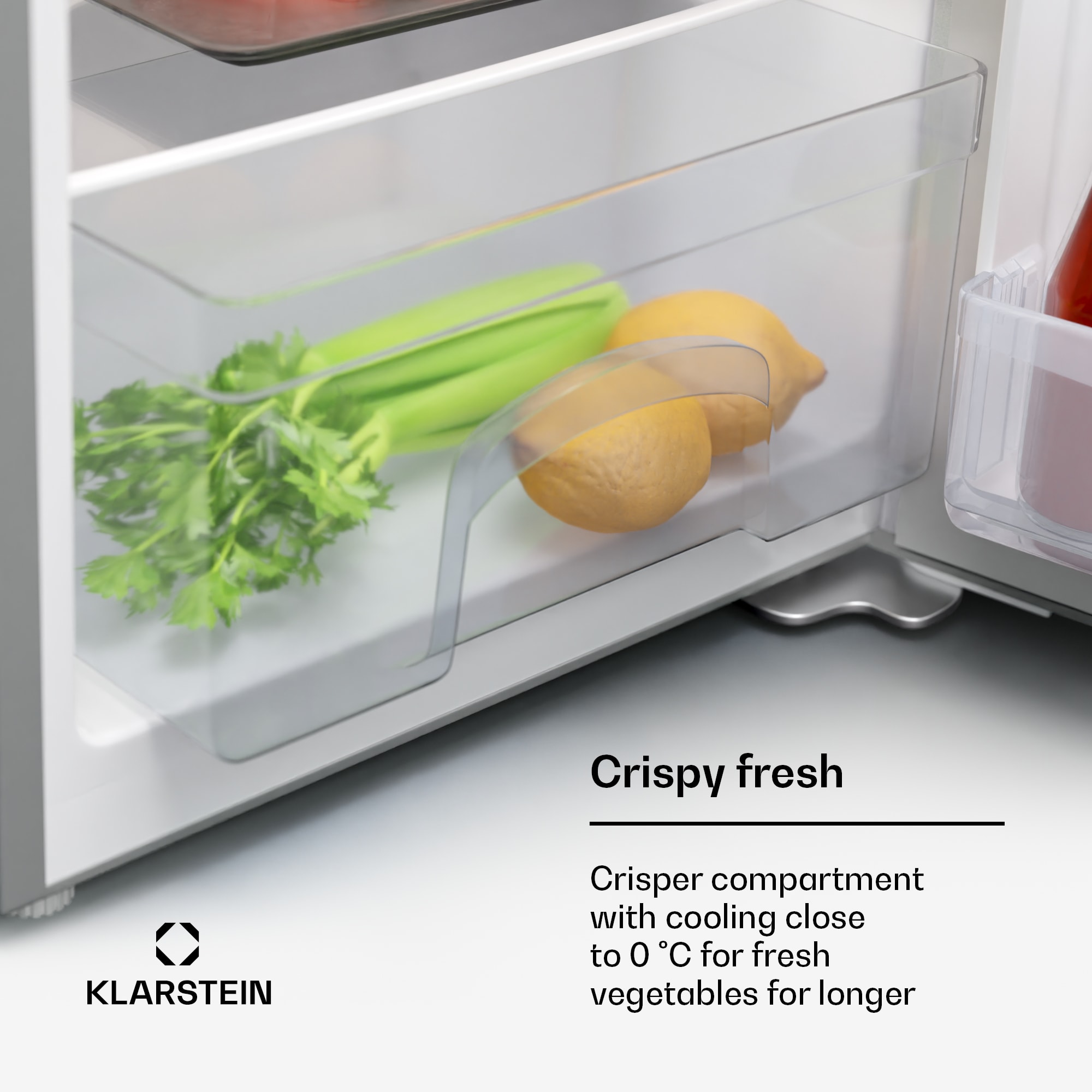 Klarstein Cool Cousin, chladnička s mrazničkou, 70/11 l, 40 dB, 2 police – Obrázok 4