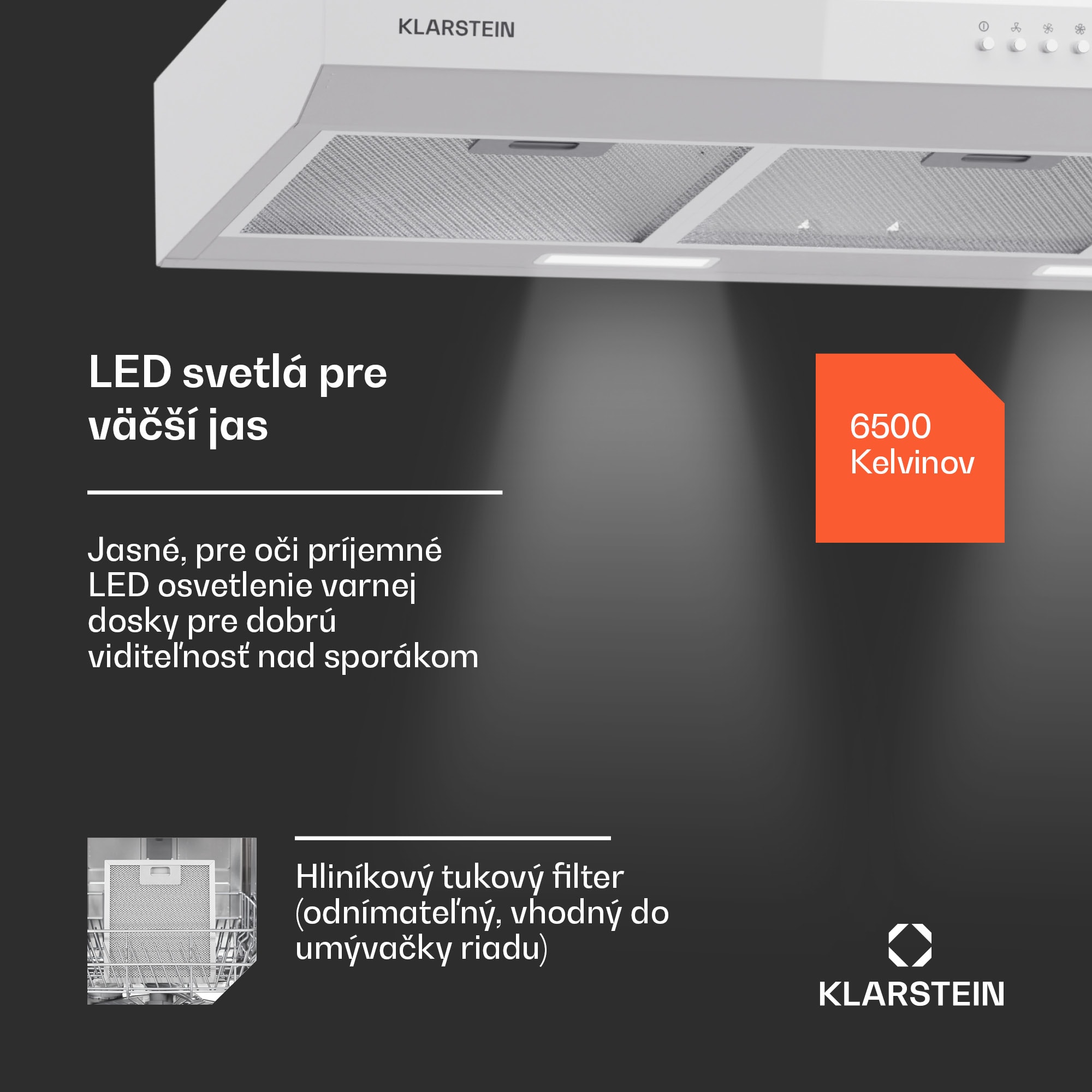 Klarstein Contempo 90, digestor, 90 cm, podskrinkový, 200 m³/h, LED, akryl, nehrdzavejúca oceľ – Obrázok 3