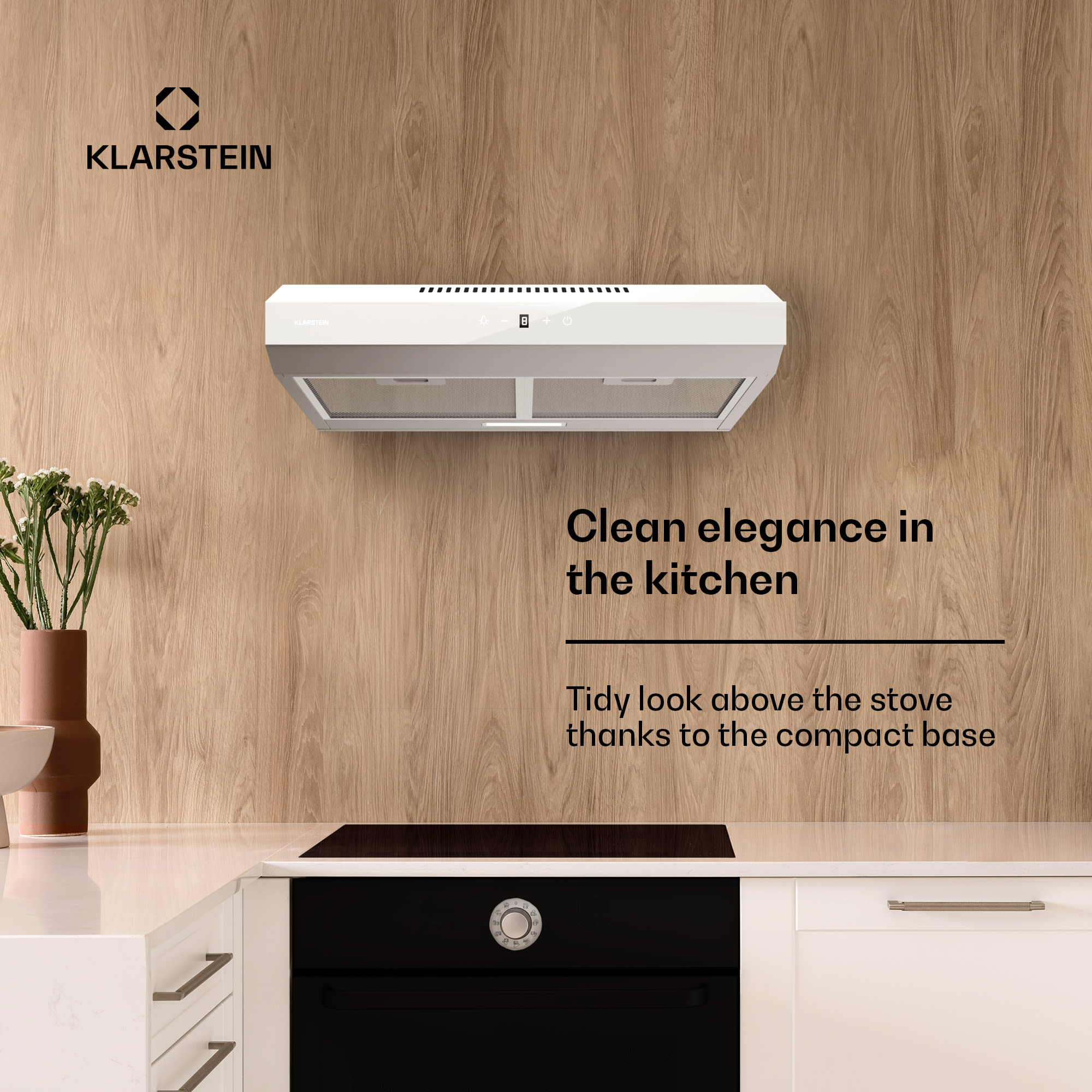 Klarstein Contempo Neo, digestor, podskrinkový, recirkulácia, 175 m³/h, SenseControl, integrované dotykové ovládanie, nehrdzavejúca oceľ / akrylové sklo