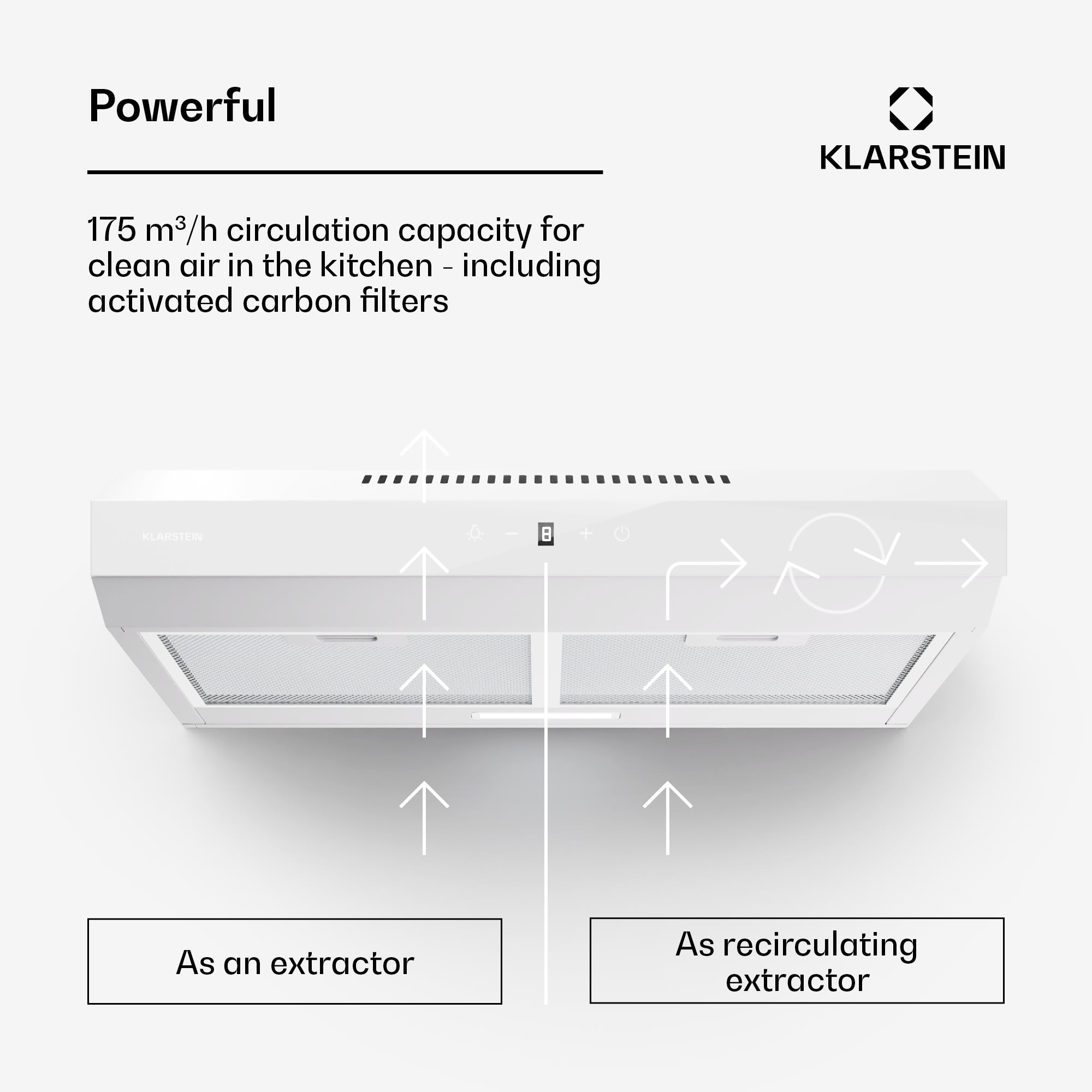 Klarstein Contempo Neo, digestor, podskrinkový, recirkulácia, 175 m³/h, SenseControl, integrované dotykové ovládanie, nehrdzavejúca oceľ / akrylové sklo – Obrázok 2