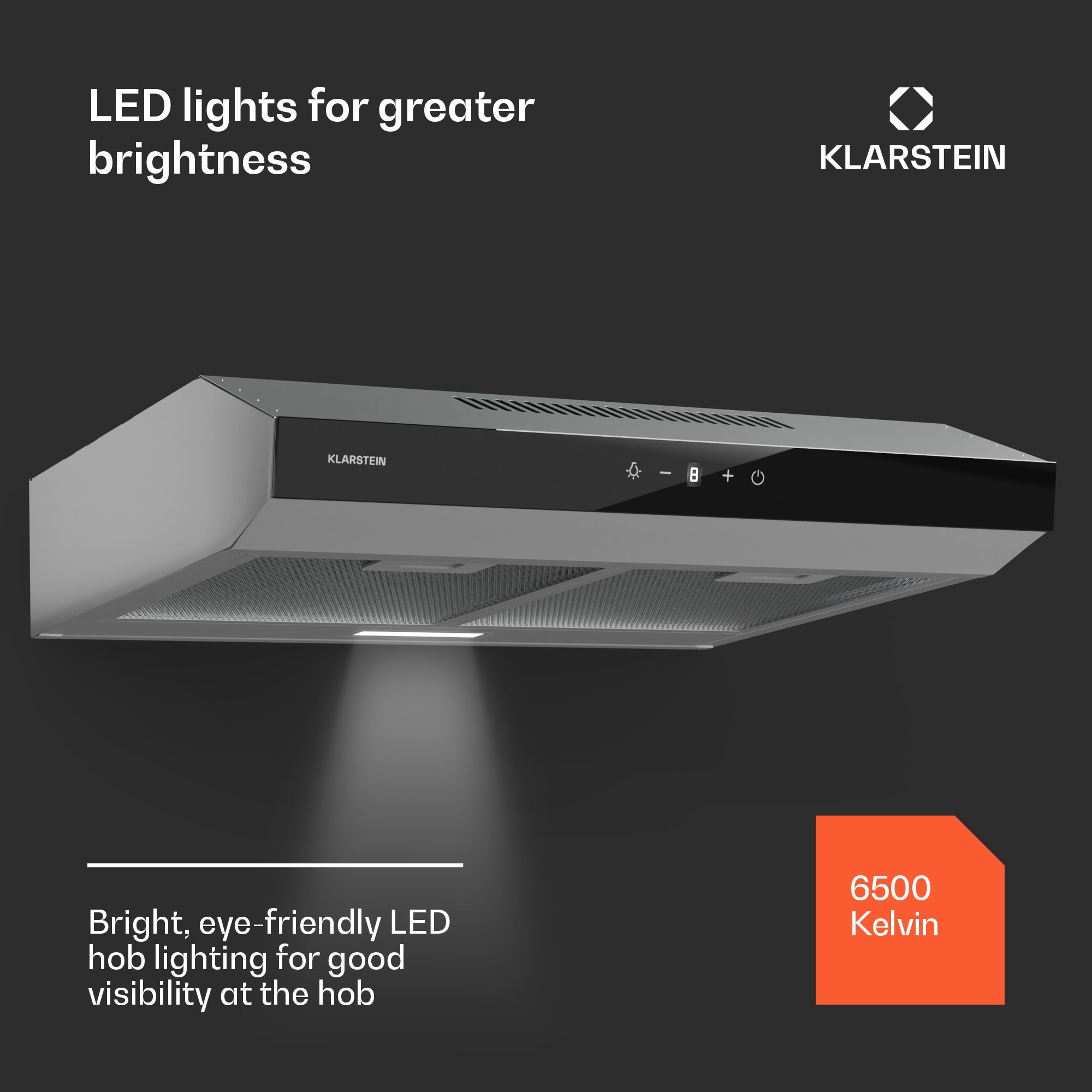 Klarstein Contempo Neo, digestor, podskrinkový, recirkulácia, 175 m³/h, SenseControl, integrované dotykové ovládanie – Obrázok 3