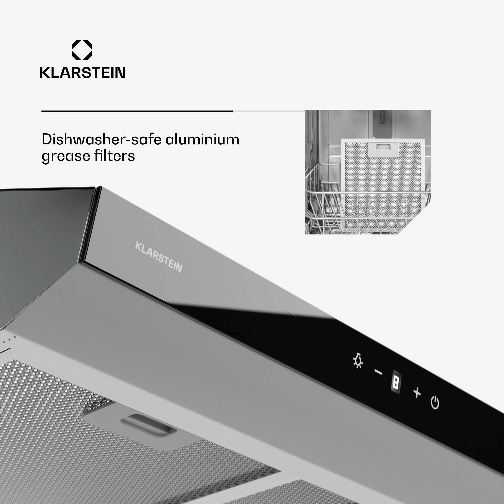 Klarstein Contempo Neo, digestor, podskrinkový, recirkulácia, 175 m³/h, SenseControl, integrované dotykové ovládanie – Obrázok 5
