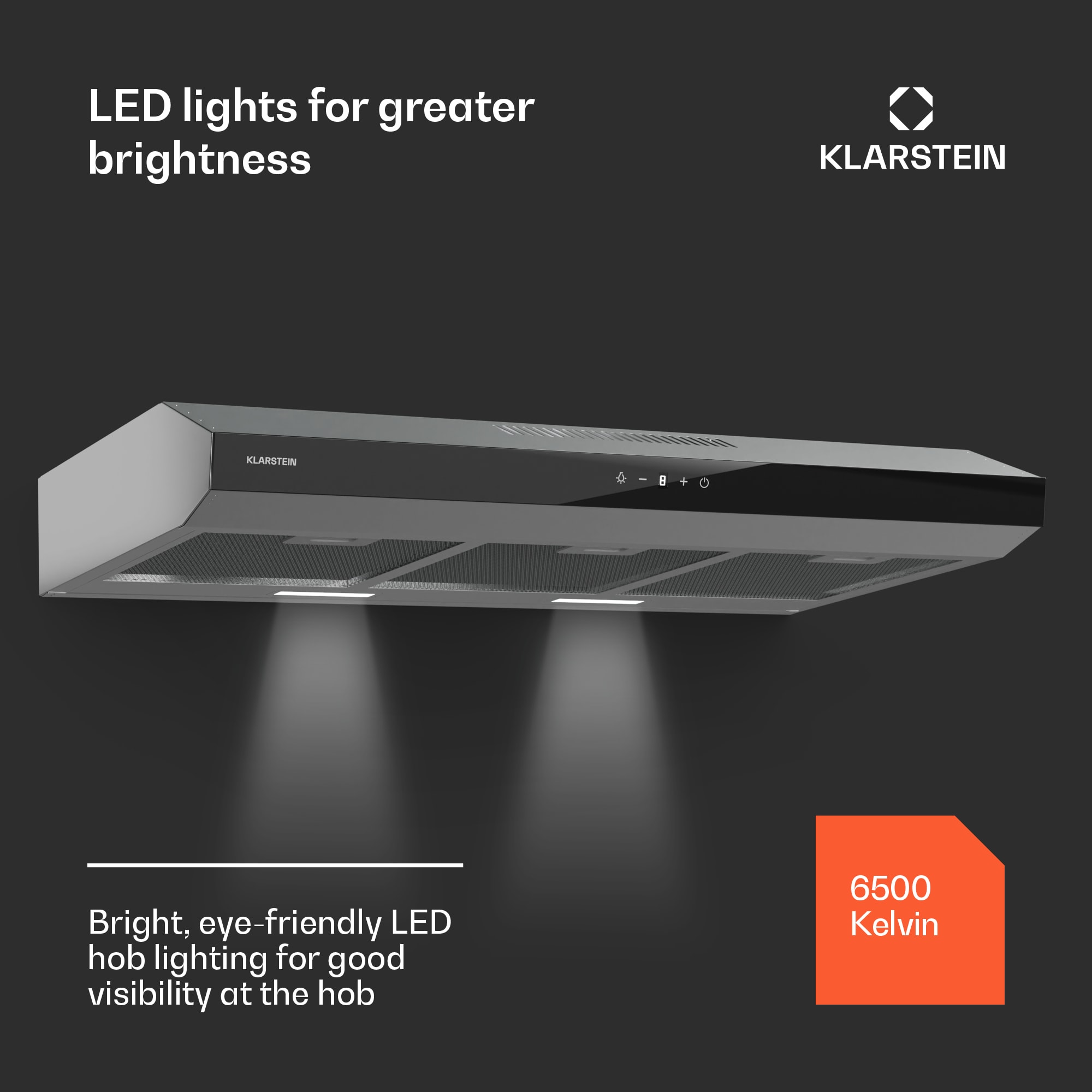 Klarstein Contempo Neo, digestor, podskrinkový, recirkulácia, 175 m³/h, SenseControl, integrované dotykové ovládanie, nehrdzavejúca oceľ / akrylové sklo – Obrázok 3