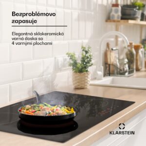 Klarstein Virtuosa 4, varná doska, 60 cm, 6500 W, dvojzónová, Pluszone, časovač, sklokeramika
