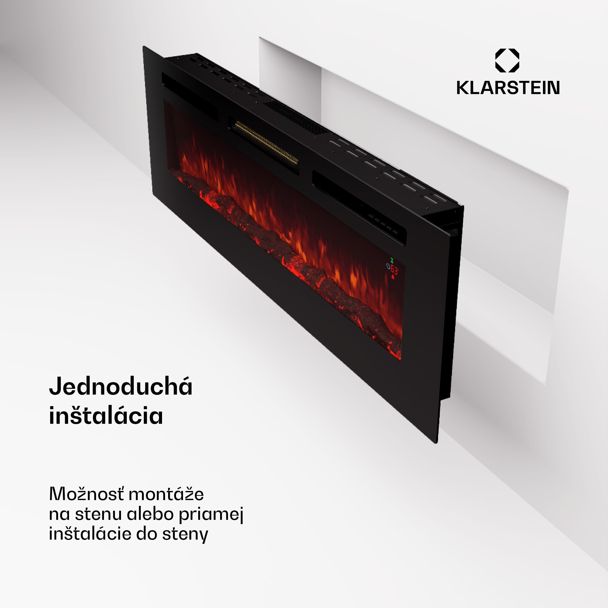 Klarstein Galeras 152, elektrický nástenný krb, 1800 W, LED – Obrázok 2