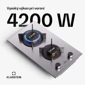 Klarstein Goldflame, plynová varná doska, 2 mosadzné horáky, nehrdzavejúca oceľ