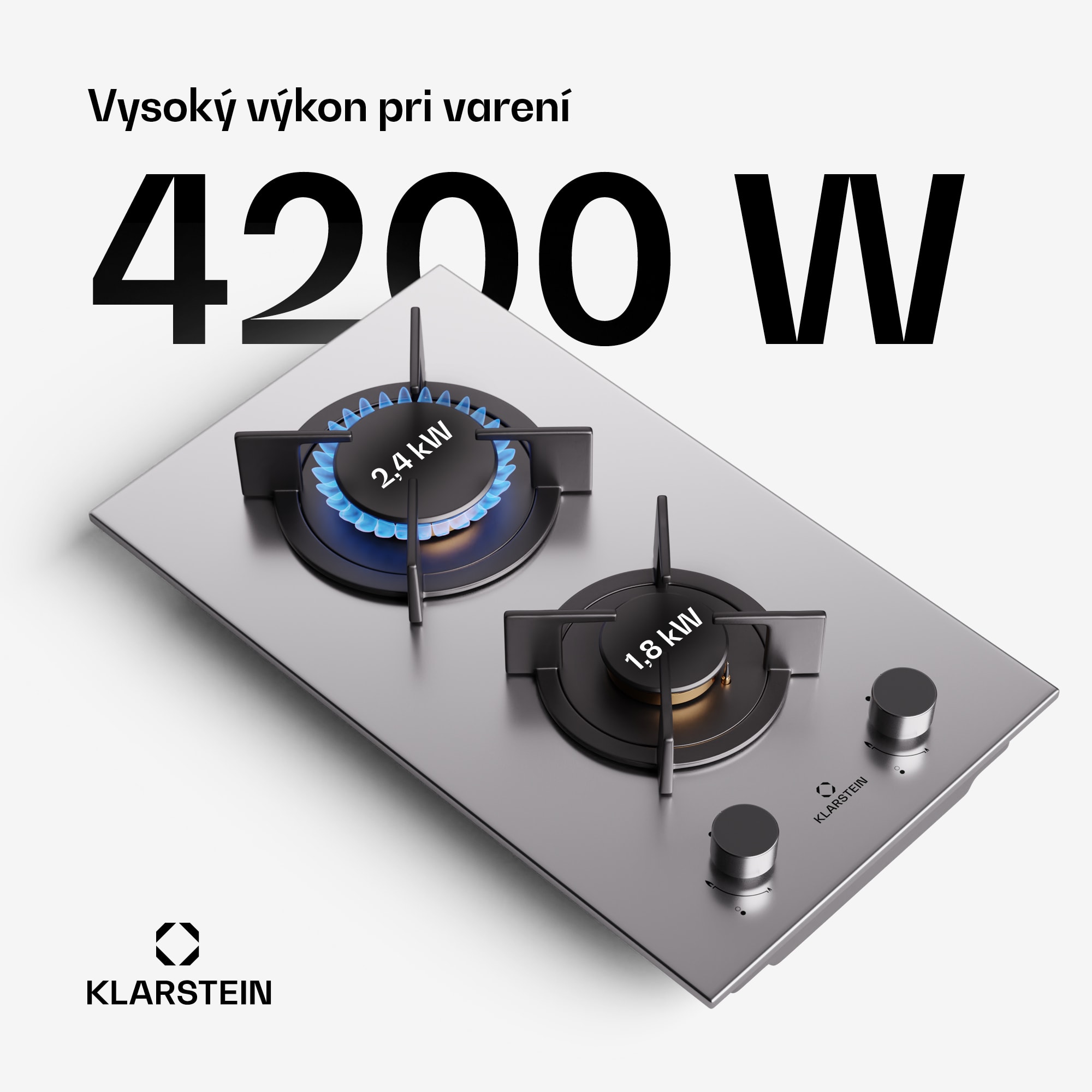 Klarstein Goldflame, plynová varná doska, 2 mosadzné horáky, nehrdzavejúca oceľ