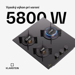 Klarstein Goldflame Domino, plynová varná doska, 3 mosadzné horáky, nehrdzavejúca oceľ