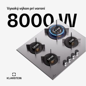 Klarstein Goldflame 4, plynová varná doska, 4 horáky, sebestačná, zemný plyn/propán, nehrdzavejúca oceľ