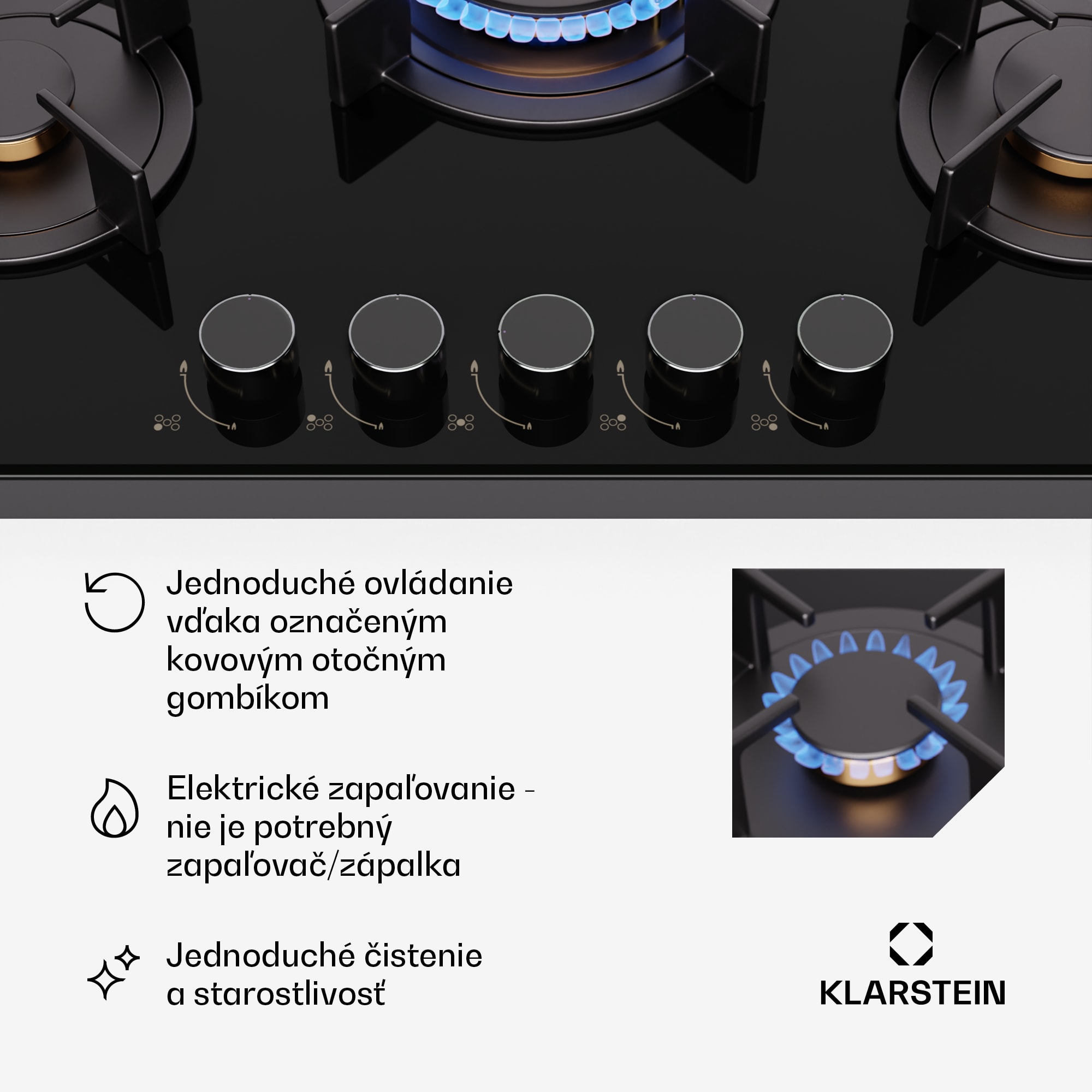 Klarstein Goldflame 5, plynová varná doska, 5 horákov – Obrázok 4
