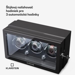 Klarstein Sarthe 3, naťahovač hodiniek, na 3 hodinky, 4 režimy otáčania, LED osvetlenie, zámok