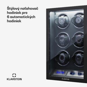 Klarstein Sarthe 6, naťahovač hodiniek, na 6 hodiniek, 5 režimov otáčania, LED osvetlenie, dotýkové ovládanie, diaľkové ovládanie