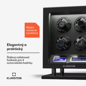 Klarstein Verdon 4, naťahovač hodiniek, na 4 hodinky, 3 režimy, 5 rýchlostí, LED, diaľkové ovládanie